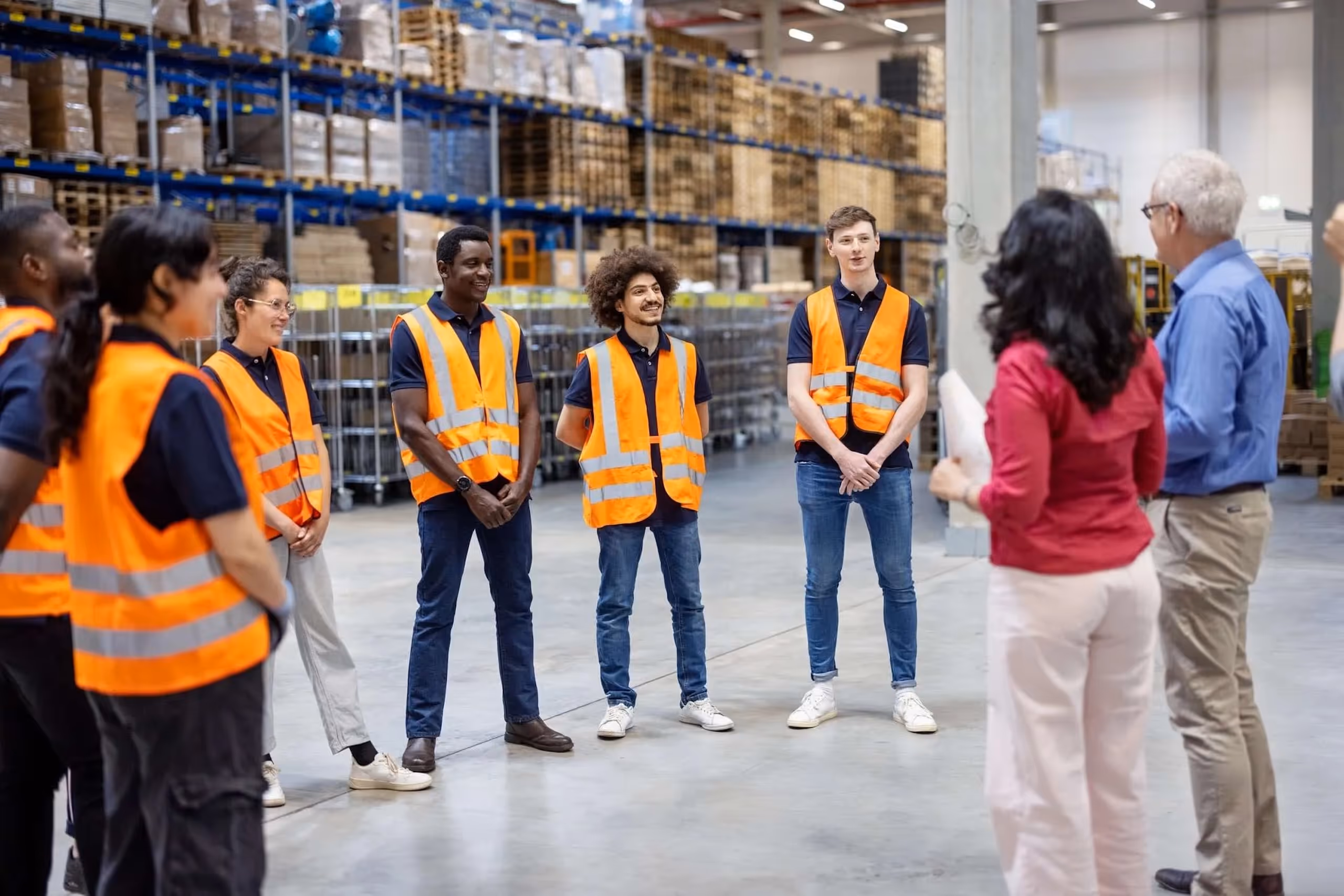 Warehouse team during safety training at a facility